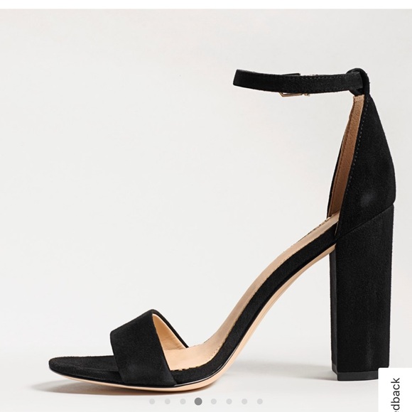 YARO BLOCK HEEL SANDAL Size 8 Sam Edelman Black Velvet - Picture 5 of 7